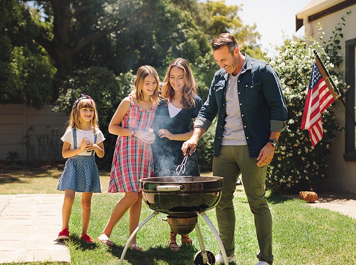 A family having a barbeque